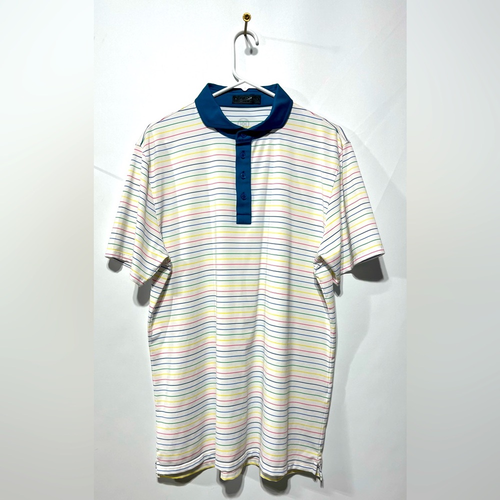 G/FORE Mens Club Striped Tech Jersey Golf Polo Shirt Size XL NWOT